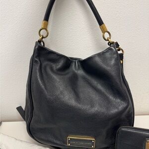 Marc by Marc Jacobs Black Hobo Bag with Gold Accents & Marc Jacobs black wallet